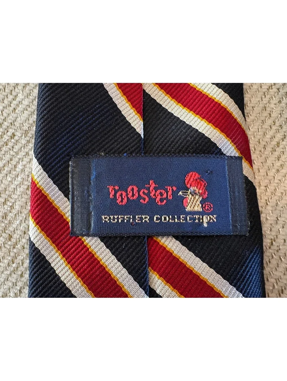 Vintage Rooster Ruffler Collection Rep Stripe Ivy League Tie - Navy, Red, Blue